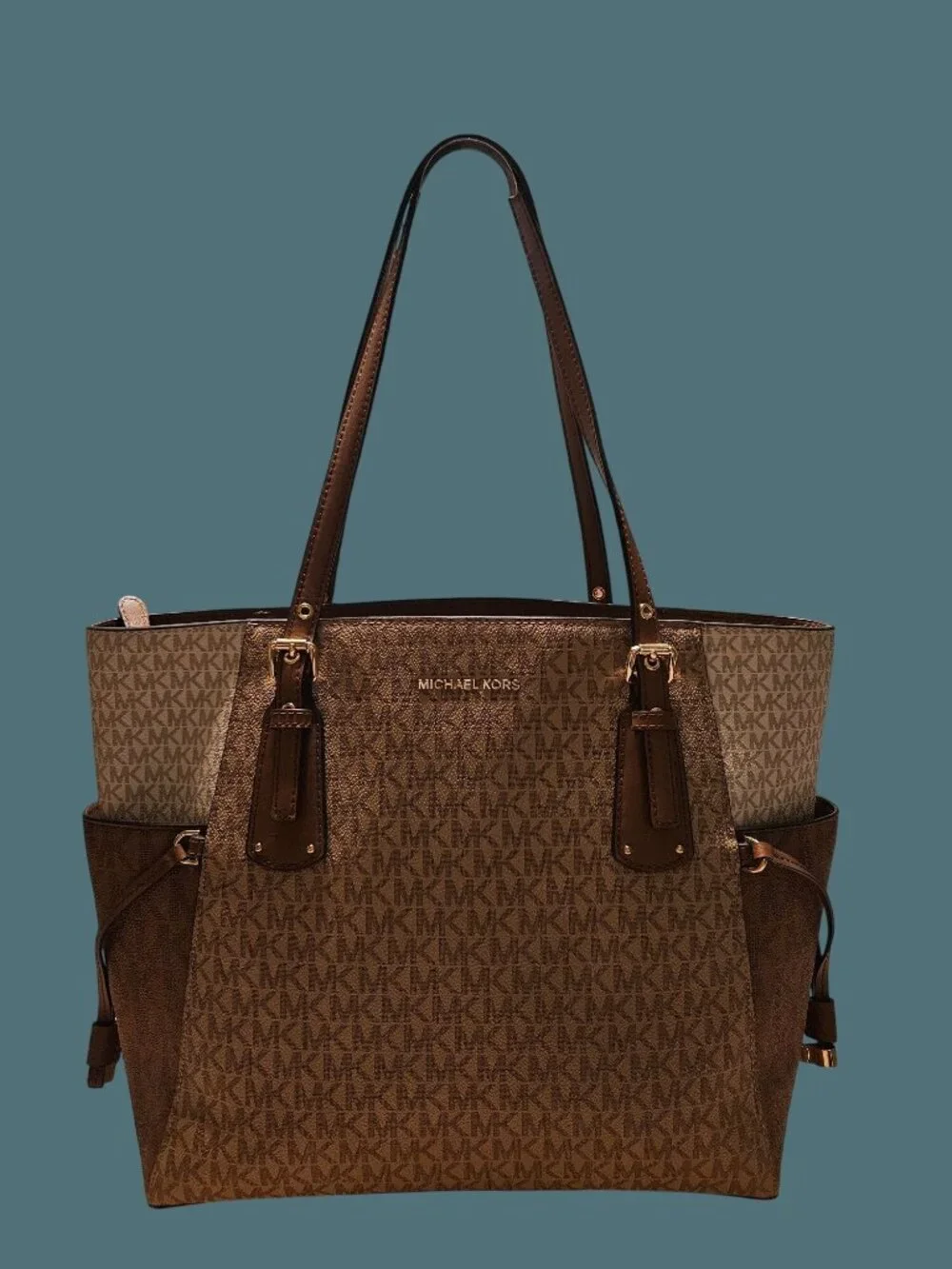 Michael Kors Voyager Color Block Signature Logo Tote Shoulder Bag